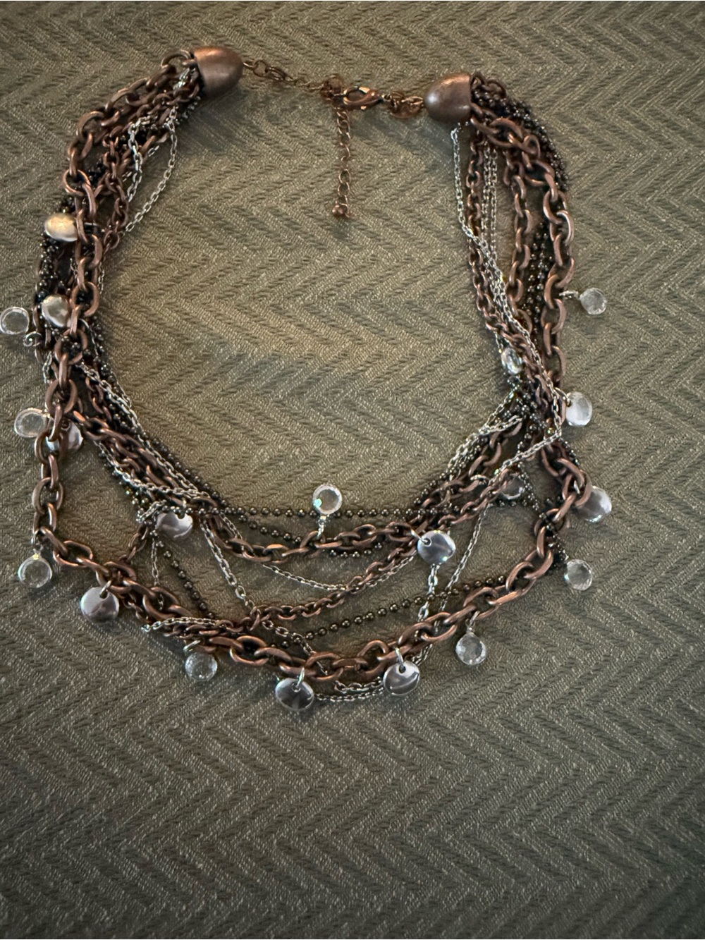 Lia Sophia Mixed Metal Multi-Strand Necklace with Clear Drops